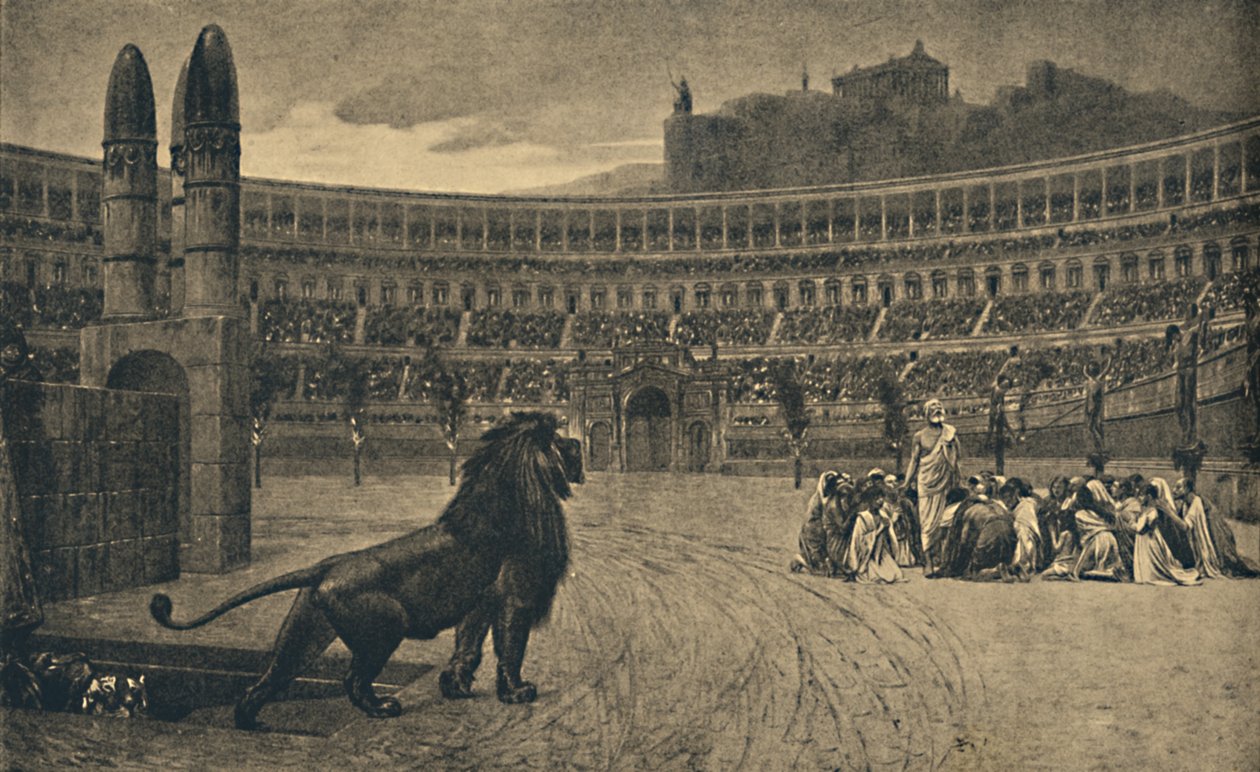 Roma – Circus Maximus – Ostatnia modlitwa chrześcijan rzuconych dzikim zwierzętom, 1910 autorstwa Unbekannt