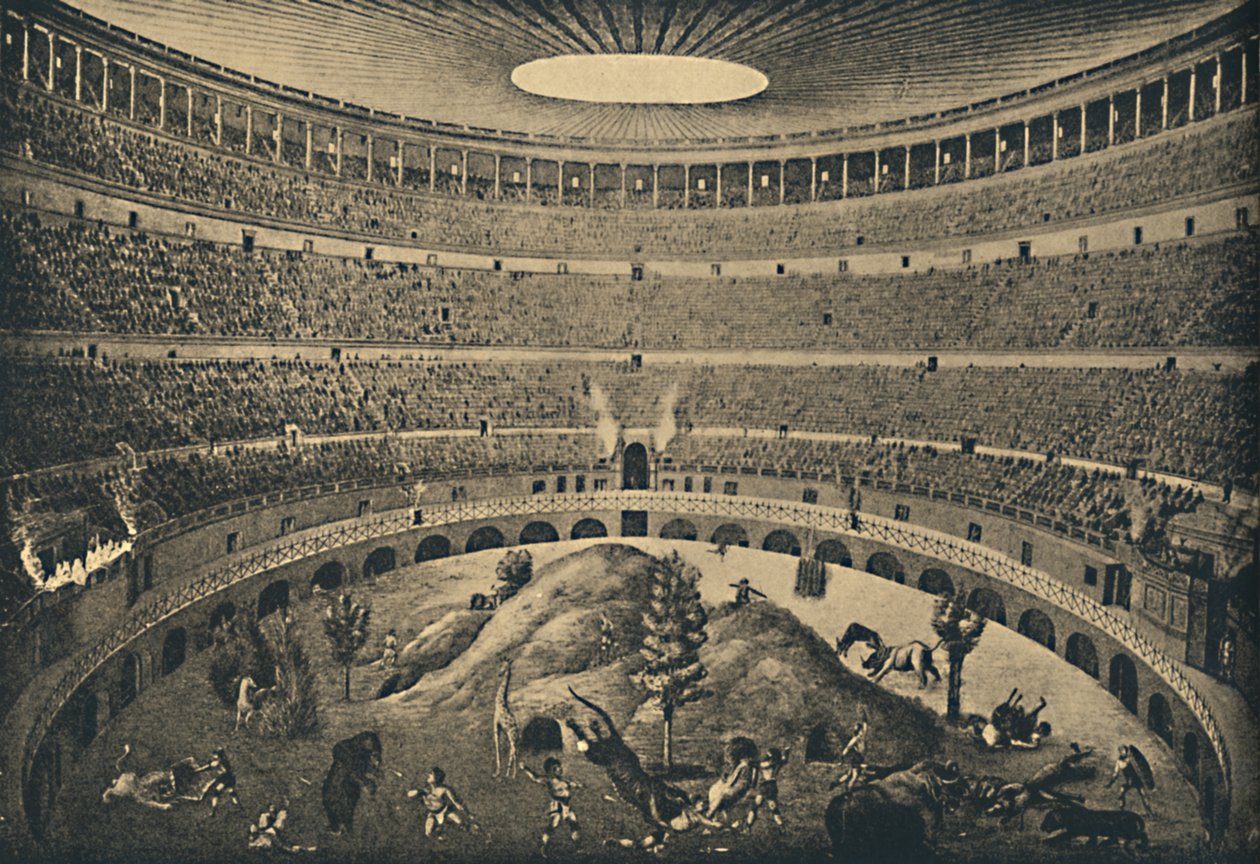 Roma - Koloseum - Rekonstrukcja polowania na dzikie zwierzęta, 1910 autorstwa Unbekannt