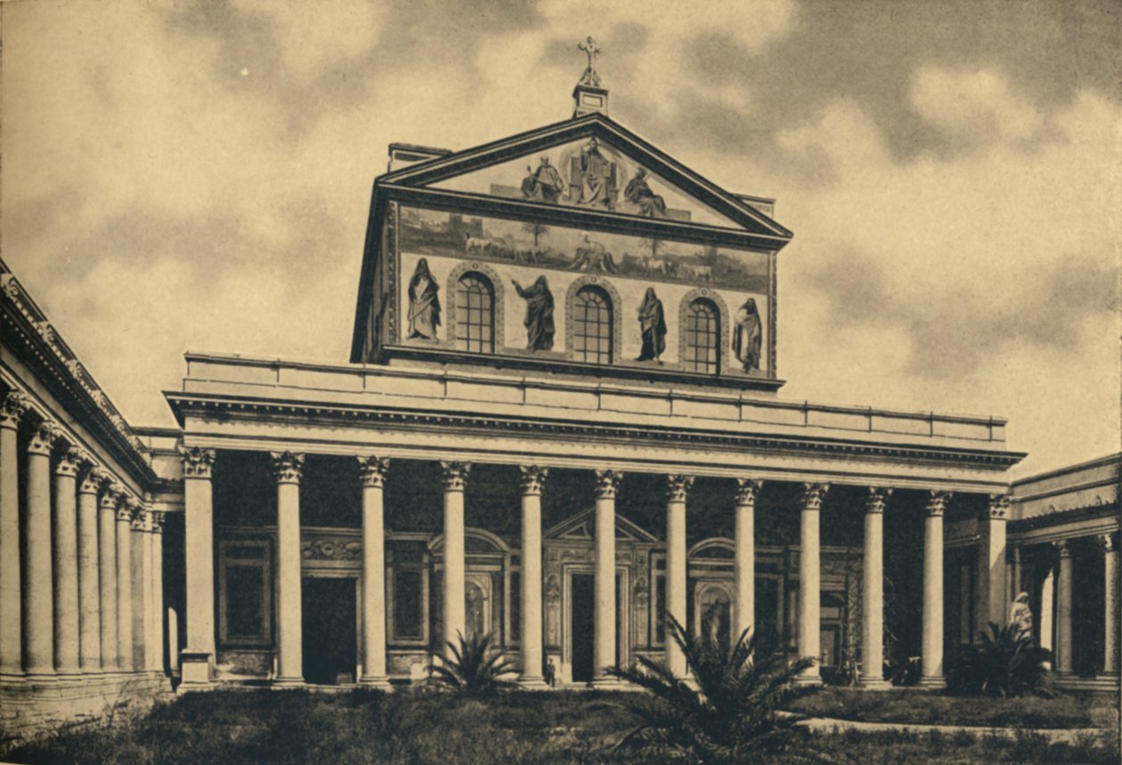 Roma - Główna fasada Bazyliki św. Pawła bez murów, 1910. autorstwa Unbekannt