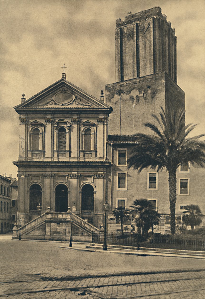 Roma - Via Nazionale. Kościół św. Katarzyny i wieża Milicji, 1910 autorstwa Unbekannt