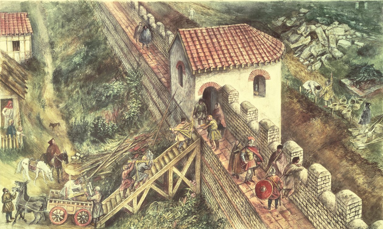 Bastion rzymski na murze miejskim, Londyn, IV wiek autorstwa Unbekannt