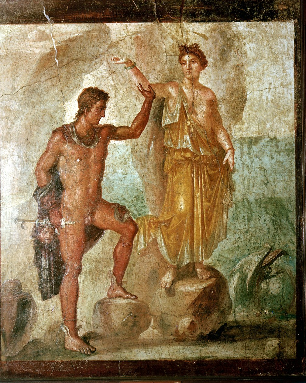Rzymskie malowidło ścienne przedstawiające Perseusza uwalniającego Andromedę, Dom Dioscuri, Pompeje, Włochy autorstwa Unbekannt