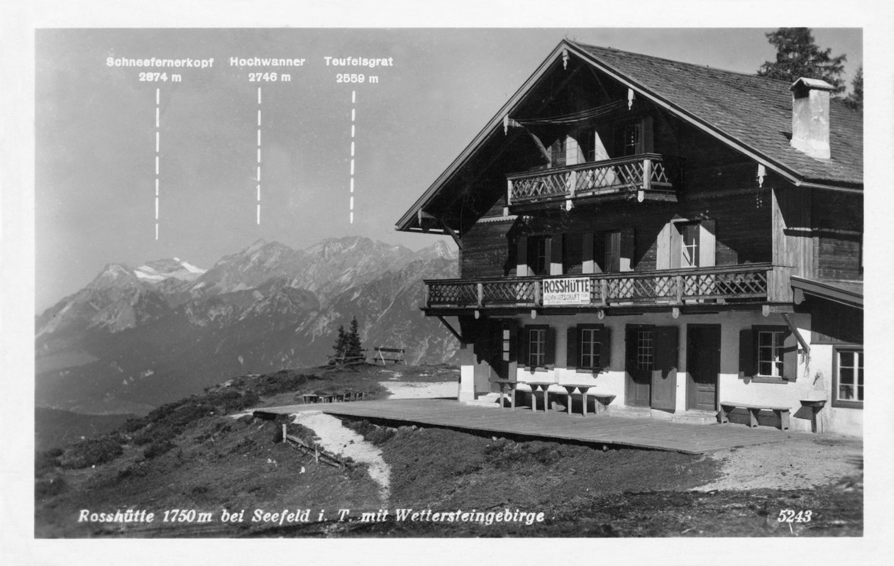 Rosshutte i góry Wettersteingebirge, niedaleko Seefeld, Austria, XX wiek autorstwa Unbekannt
