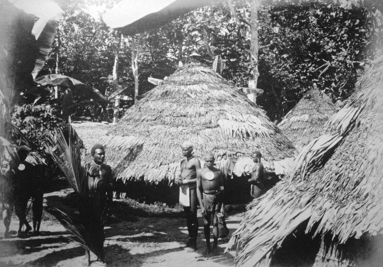 Okrągłe domy tubylców w Timotu, Santa Cruz, 1892 autorstwa Unbekannt