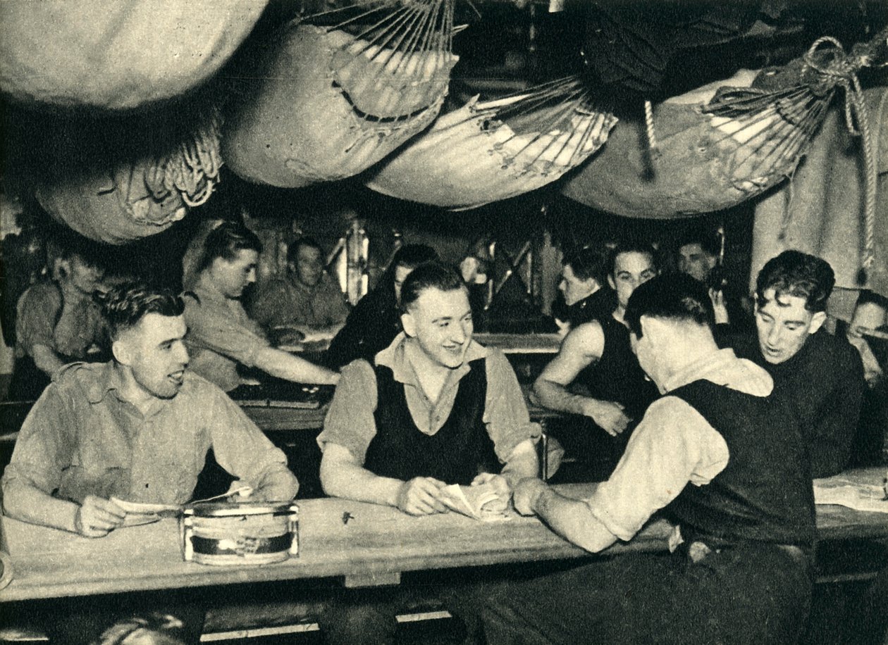 Royal Marines na pokładzie mesy na statku, II wojna światowa, c1939-c1943 1944. autorstwa Unbekannt
