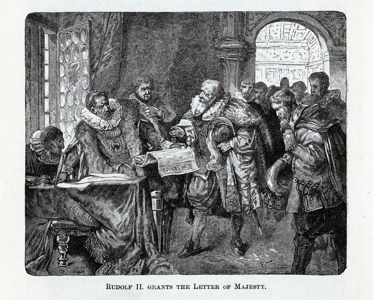 Rudolf II nadaje list królewski, 1882 r. autorstwa Unbekannt