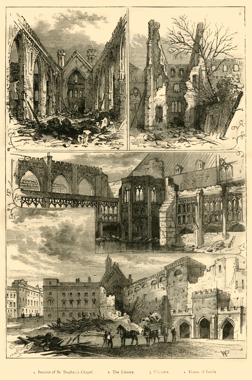 Ruiny gmachów parlamentu, 1881 r. autorstwa Unbekannt