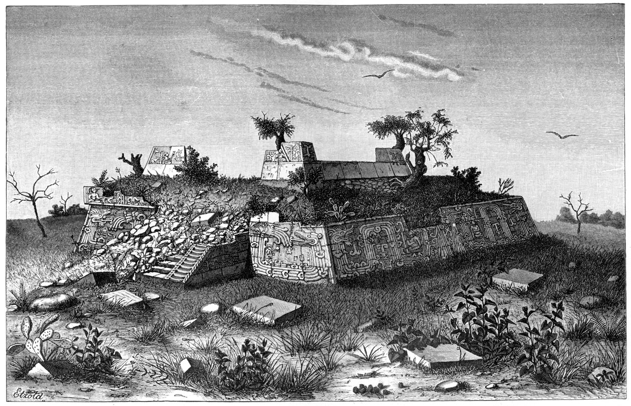 Ruiny schodów piramid w Xochicalco, Meksyk, 1901 autorstwa Unbekannt