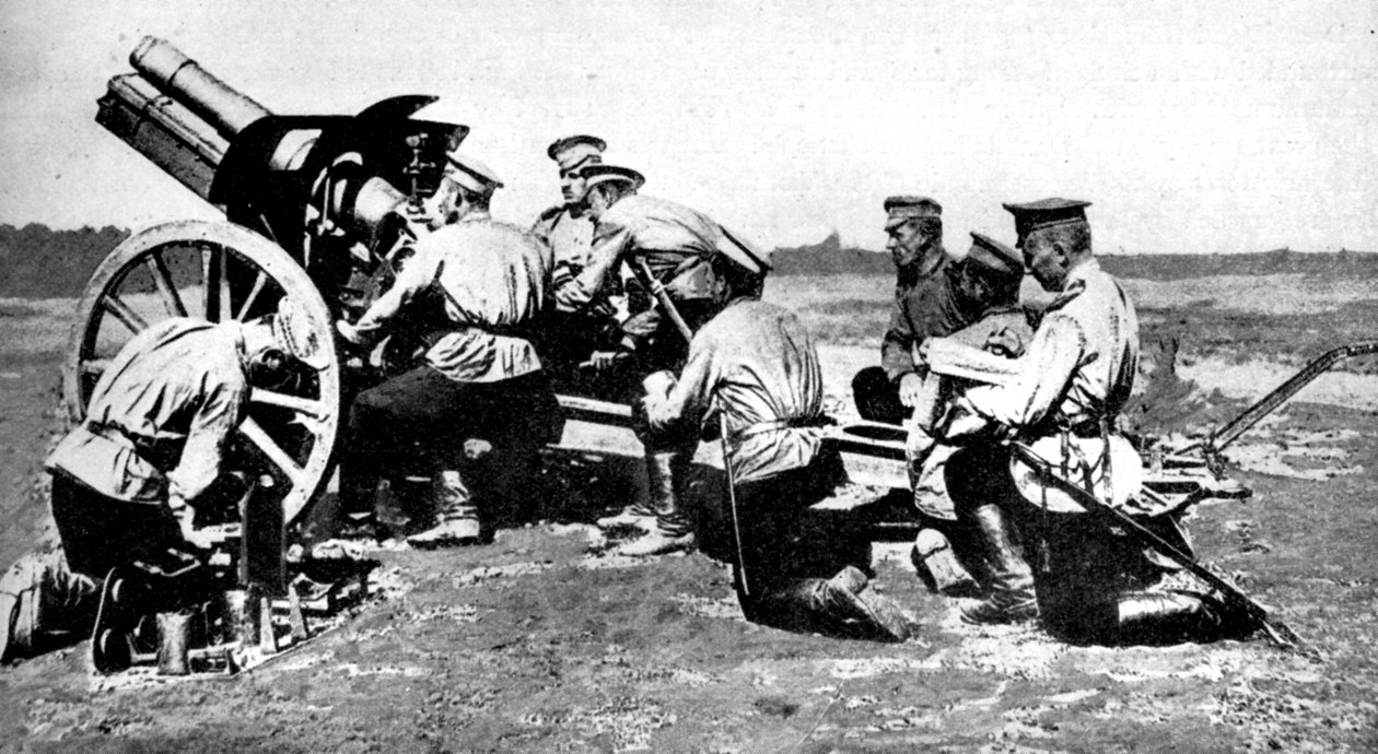 Rosyjska haubica w ogniu ćwiczebnym, I wojna światowa, 1914 autorstwa Unbekannt