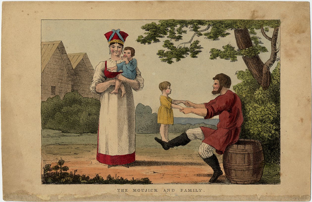 Rosyjska rodzina chłopska, lata 1810 autorstwa Unbekannt