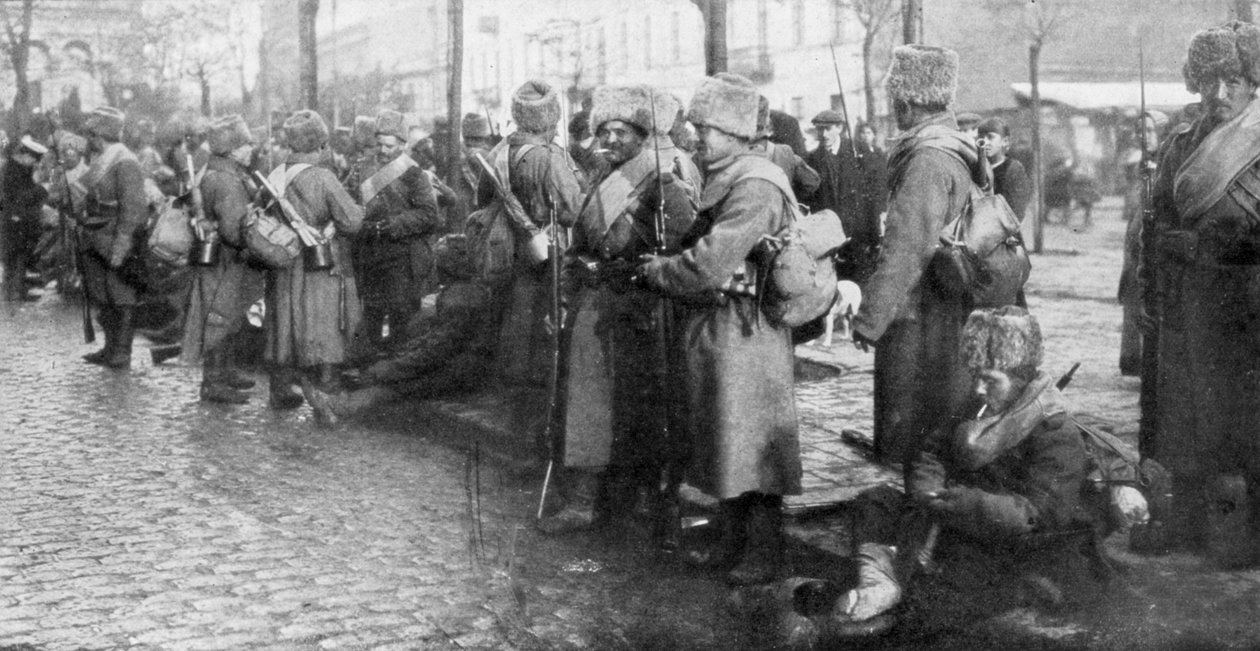 Rosyjskie oddziały piechoty syberyjskiej w Warszawie, Polska, 1914 autorstwa Unbekannt
