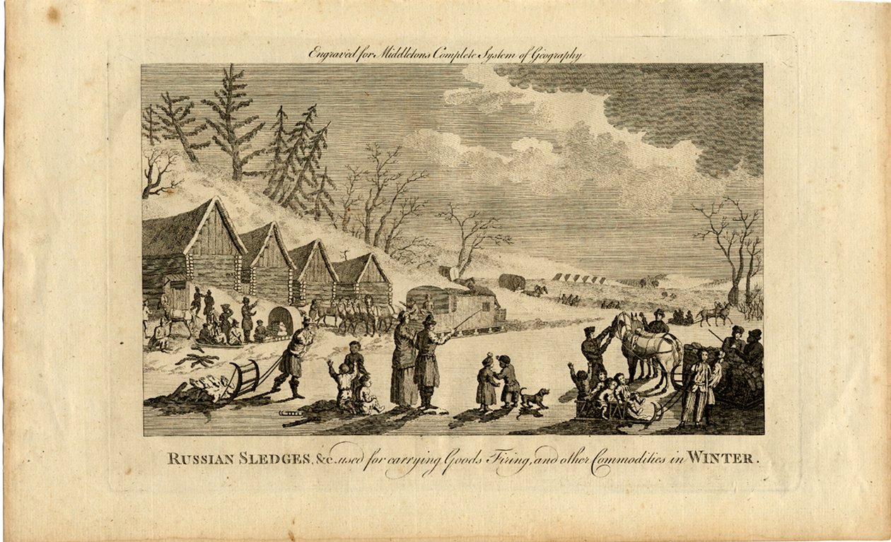 Rosyjskie sanki zimą, 1750 autorstwa Unbekannt