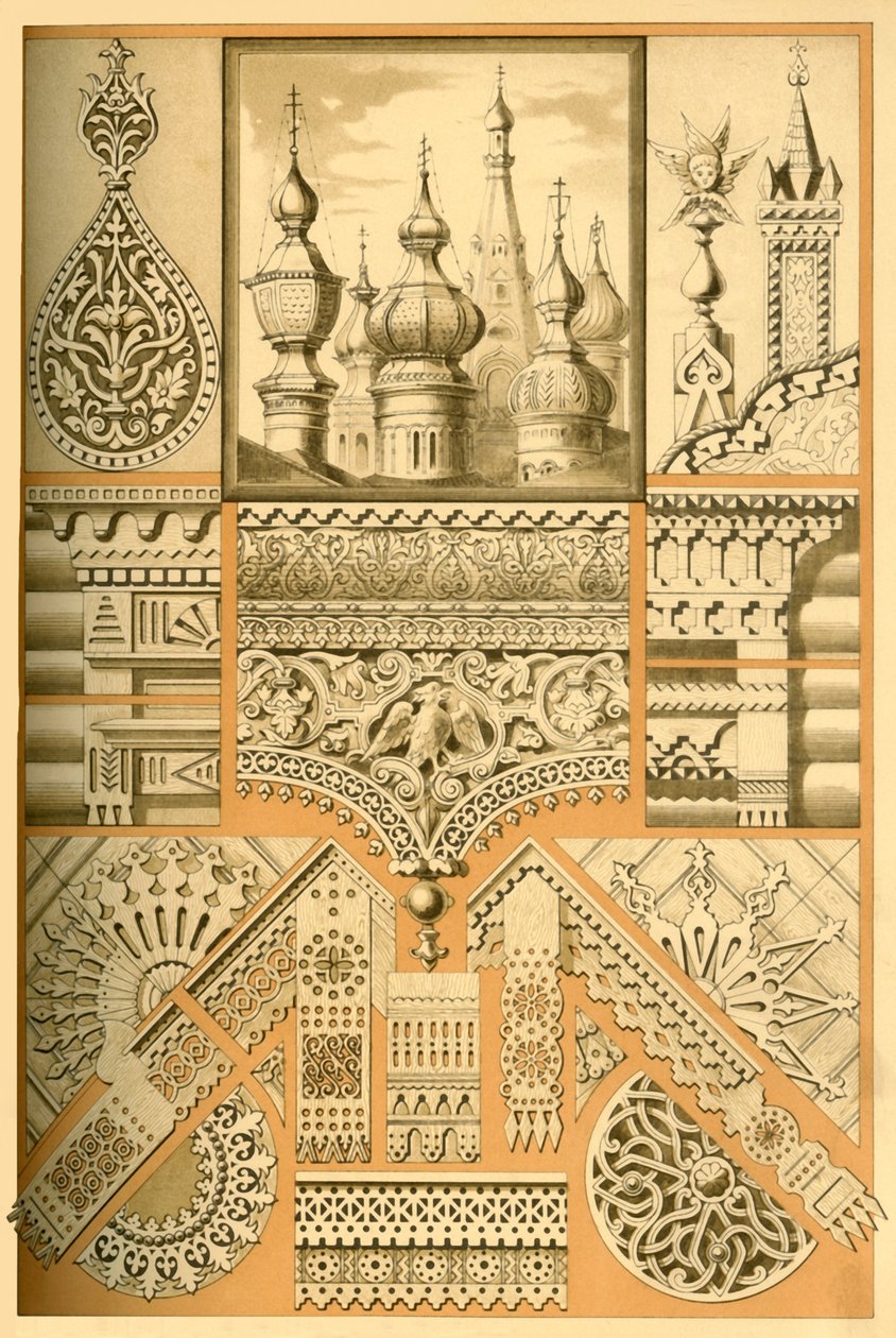 Rosyjski ornament architektoniczny i rzeźba w drewnie, 1898. autorstwa Unbekannt
