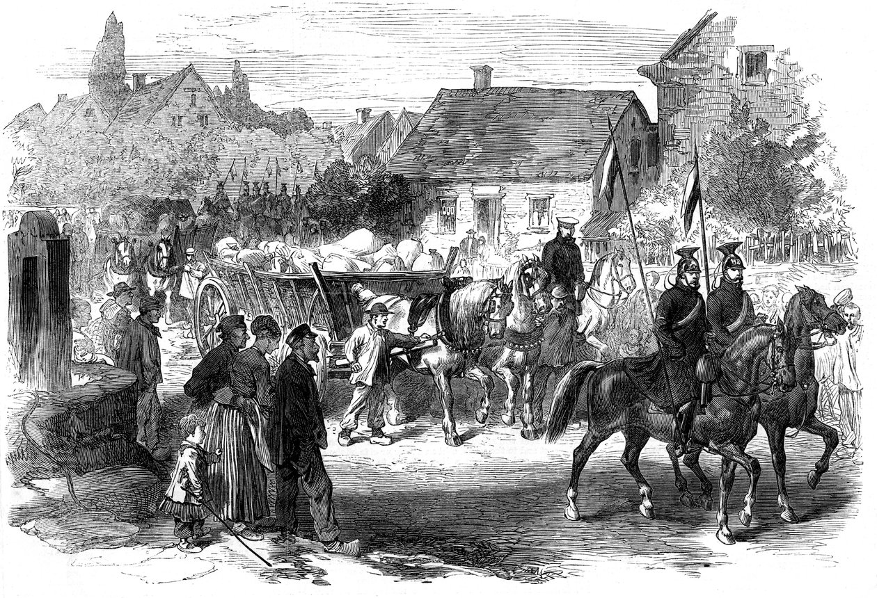 Rosyjscy ułani wnoszący prowiant, 1870 autorstwa Unbekannt