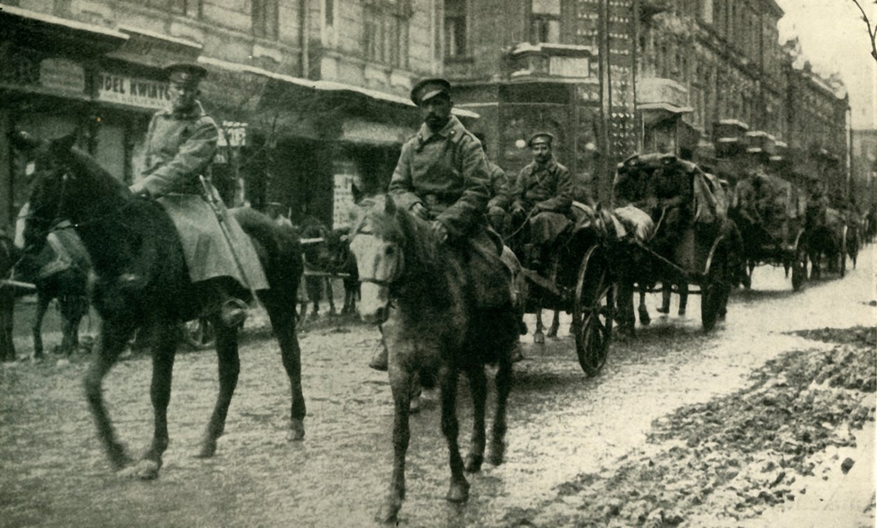 Rosyjska kolumna zaopatrzeniowa w Przemyślu, marzec 1915, ok. 1920. autorstwa Unbekannt