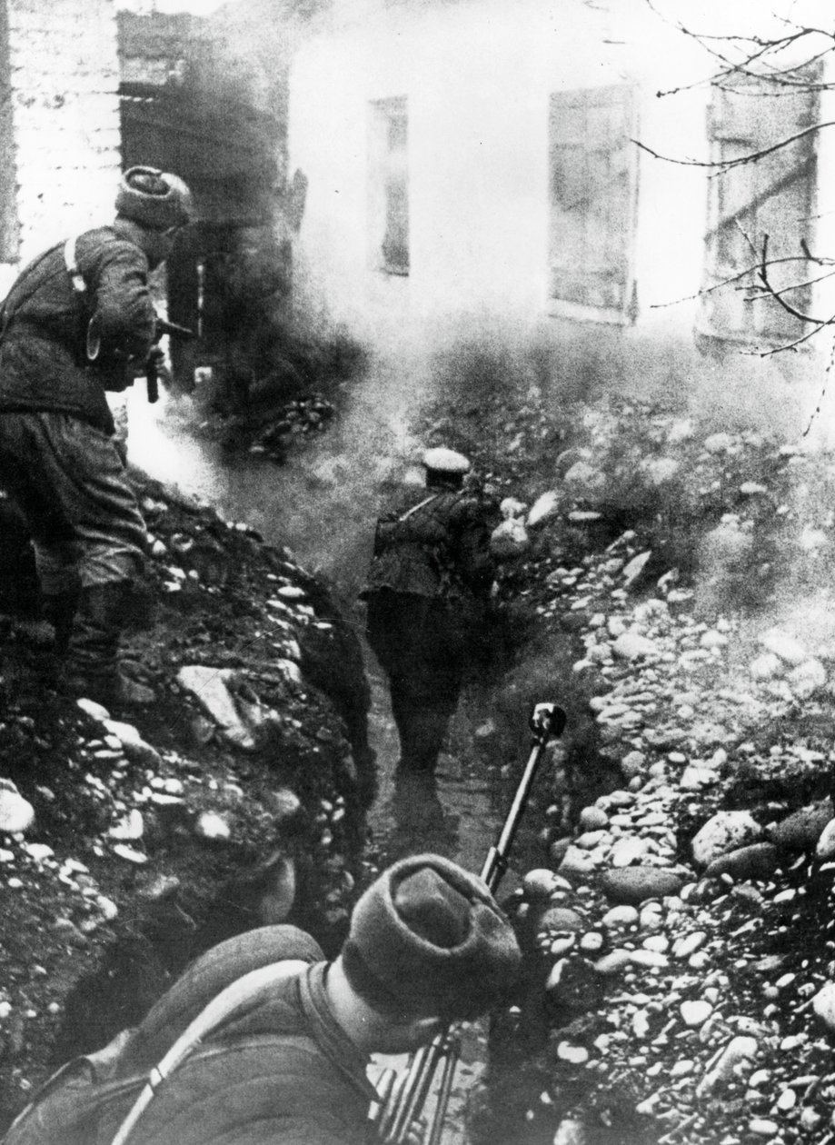 Wojska rosyjskie wyzwalają wieś pod Ordhonikidze na Kaukazie, 1942 autorstwa Unbekannt