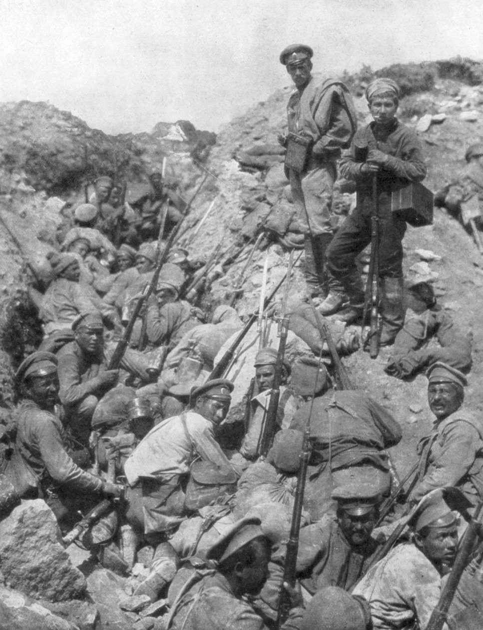 Wojska rosyjskie czekające na sygnał, Tarnopol, Ukraina, I wojna światowa, 1 lipca 1917 autorstwa Unbekannt