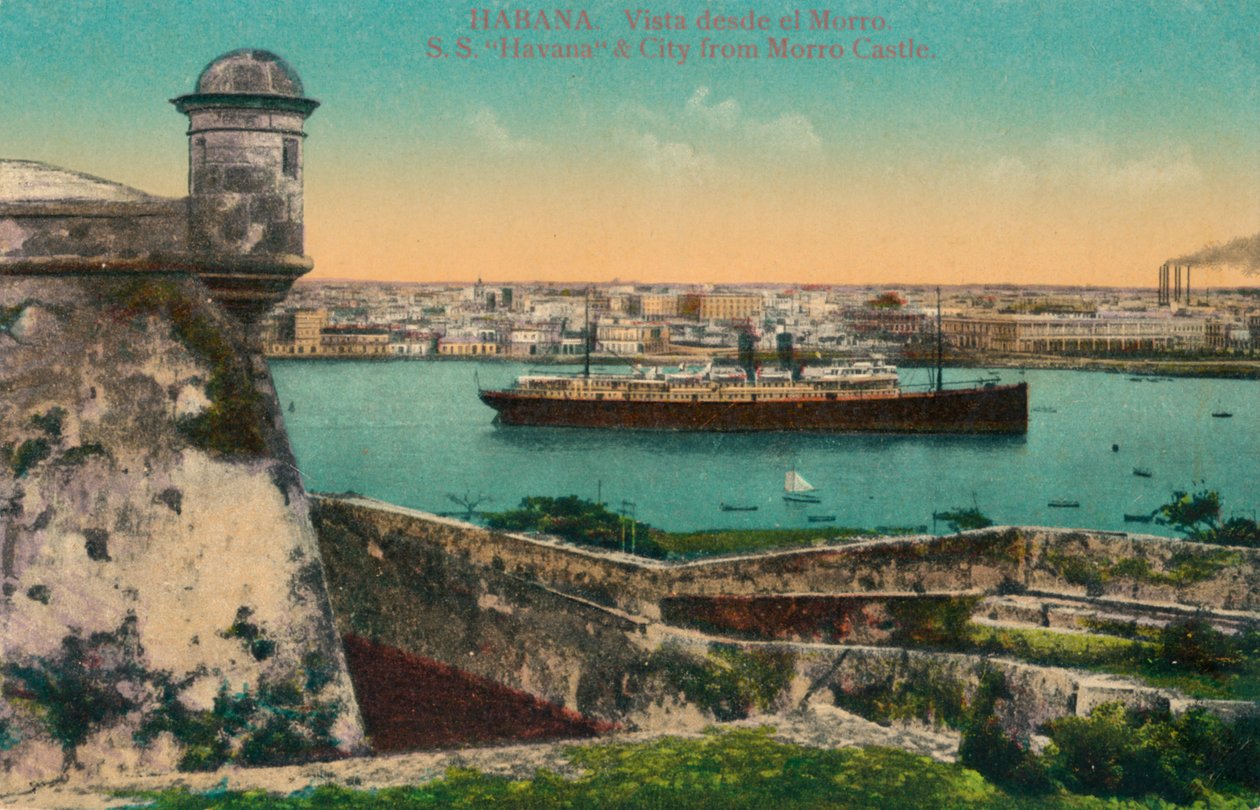 SS Hawana i miasto z zamku Morro, Hawana, Kuba, c1910 autorstwa Unbekannt