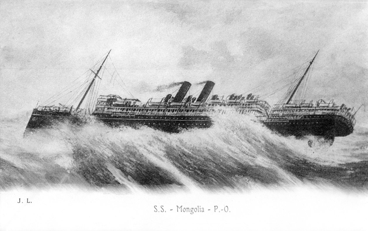 SS Mongolia na wzburzonym morzu, c1903-c1917 autorstwa Unbekannt