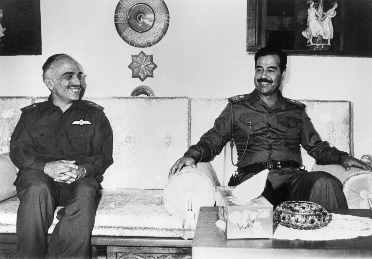 Saddam Husajn i król Jordanii Husajn, Irak, 1987 r. autorstwa Unbekannt