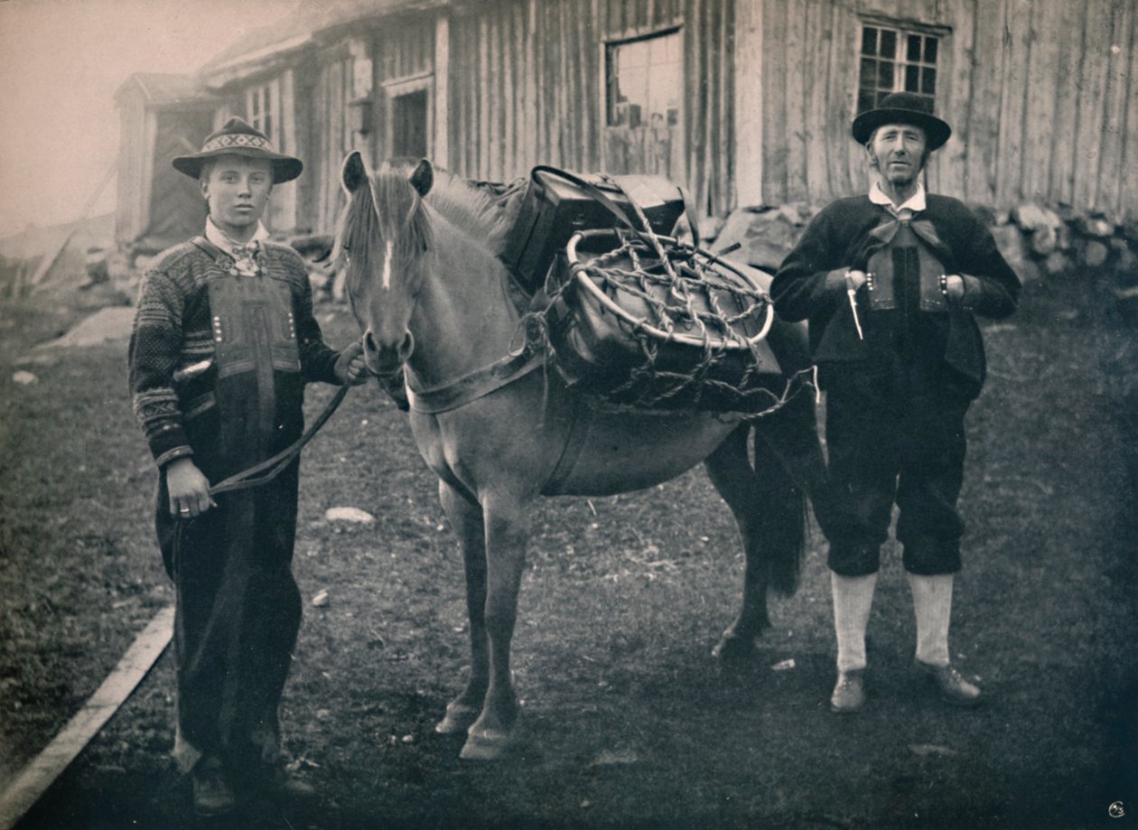 Saetersdalen Highlanders z jucznym koniem, 1914. autorstwa Unbekannt