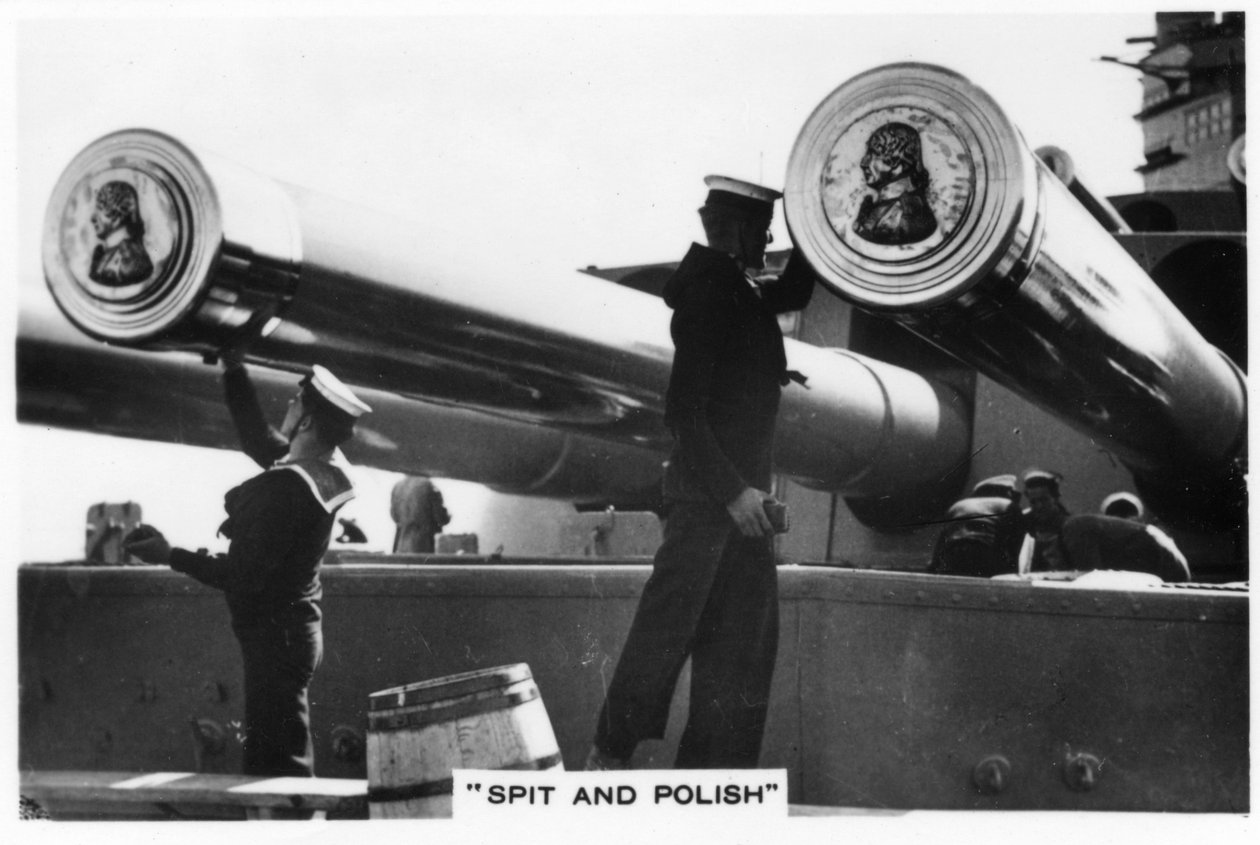 Marynarze polerujący 16-calowe działa HMS Nelson, 1937 autorstwa Unbekannt