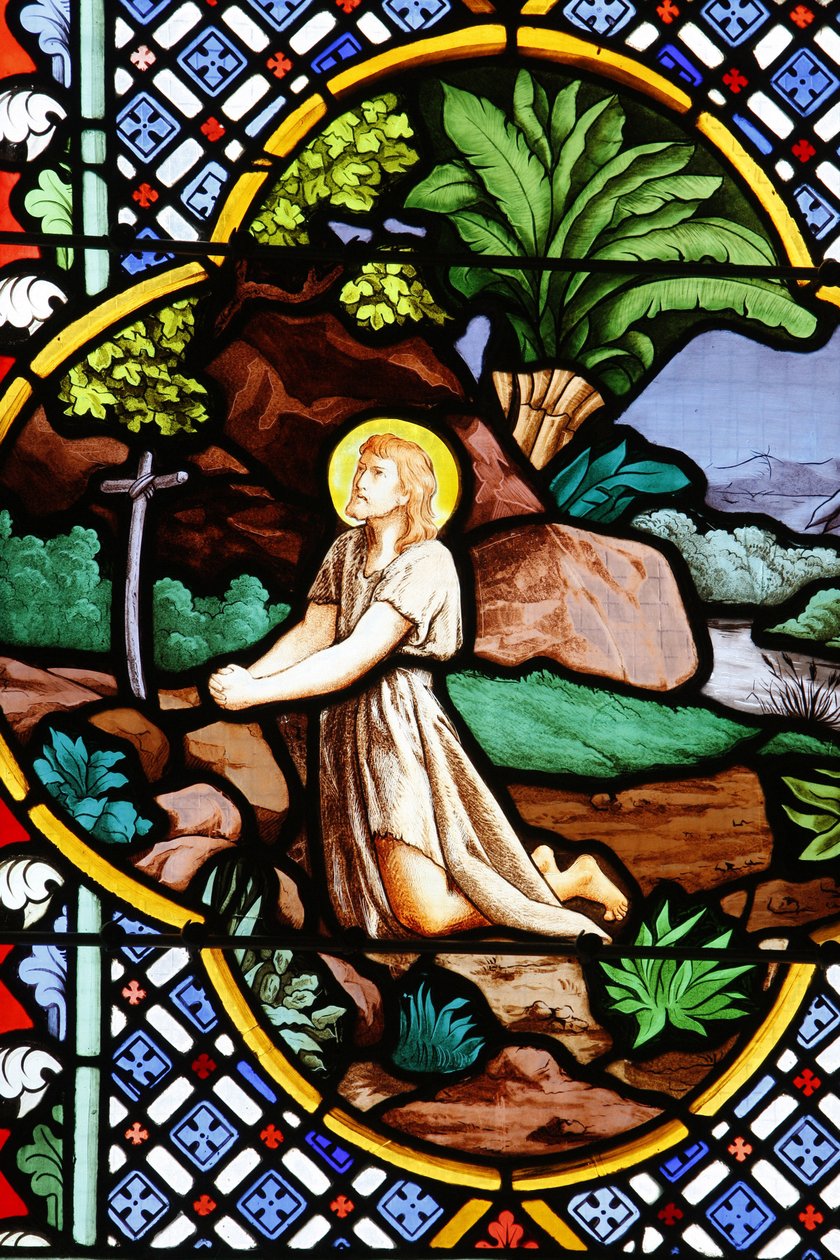 Katedra Saint-Corentin (Saint Corentin), Quimper Witraże: Jan Chrzciciel na pustyni, Quimper, Francja autorstwa Unbekannt