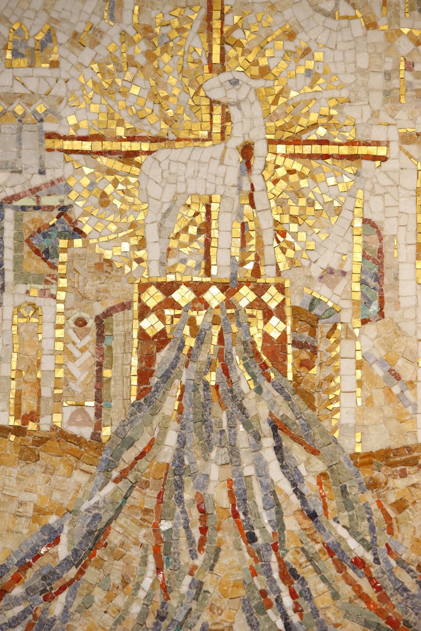Bazylika opactwa Saint-Maurice, Mozaika Madeleine Diener Baranek Boży i 7 kanałów symbolizujących stworzenie, Saint-Maurice, Suisse autorstwa Unbekannt