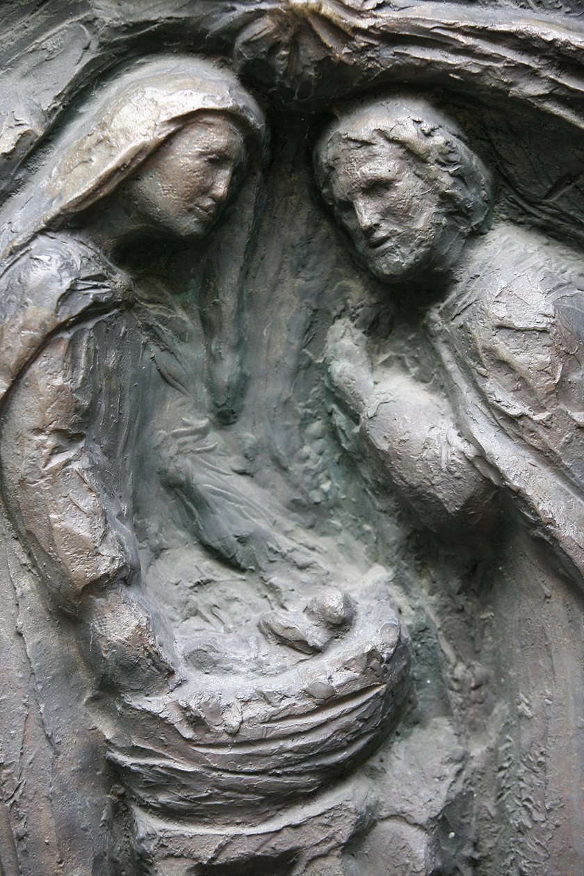 Kościół Saint-Pierre de Montmartre: Rzeźba na drzwiach Notre Dame: Narodzenia, Paryż, Francja autorstwa Unbekannt