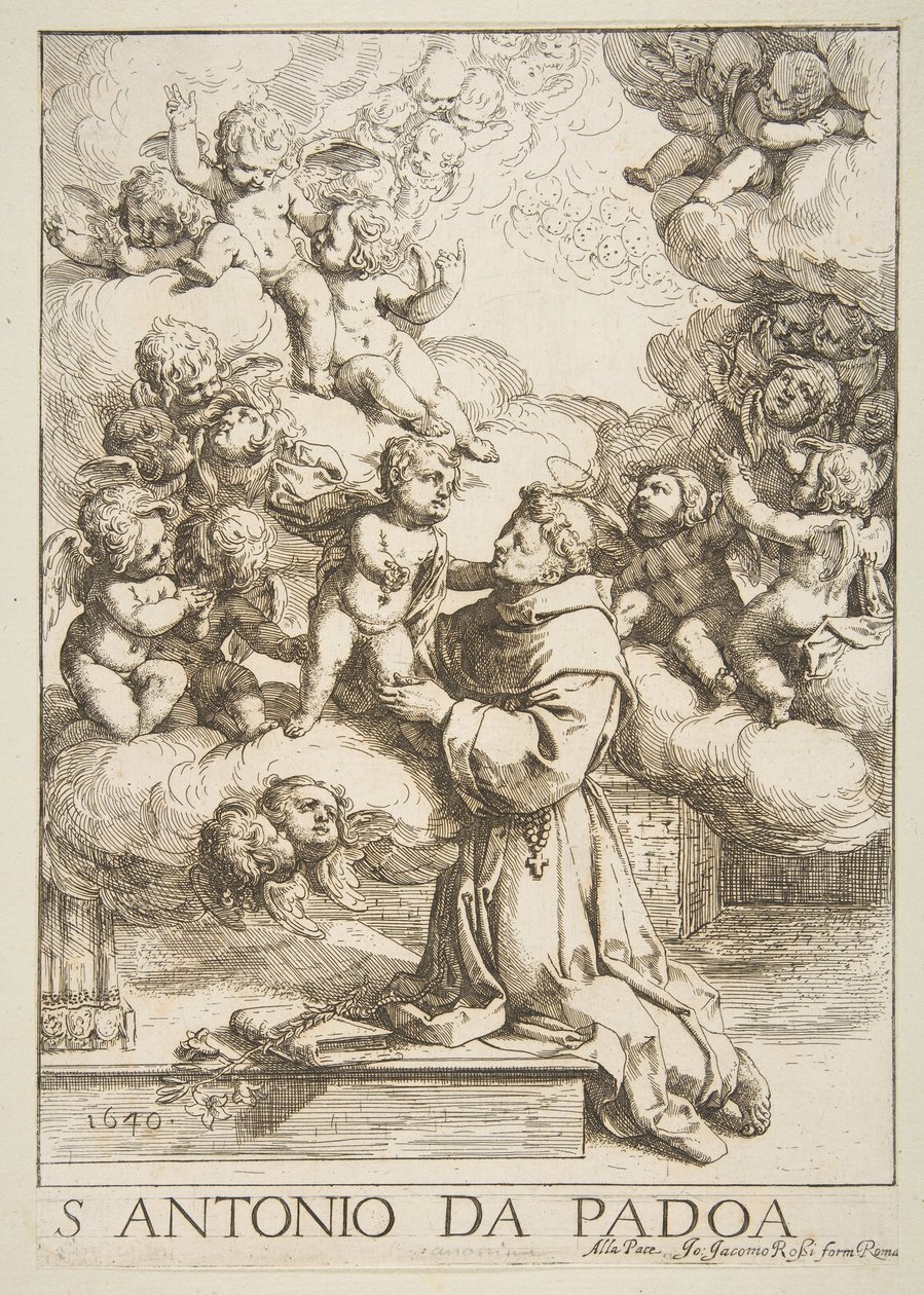 Św. Antoni Padewski adorujący Dzieciątko Jezus, kopia za Cantarini, 1640. autorstwa Unbekannt