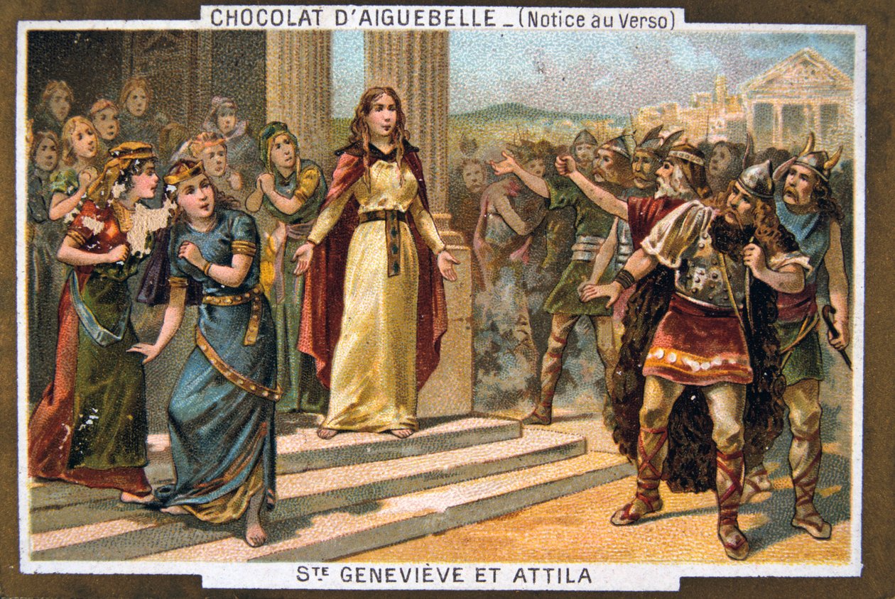 Św. Genowefa i Attyla, ok. 451 r., XIX w. autorstwa Unbekannt