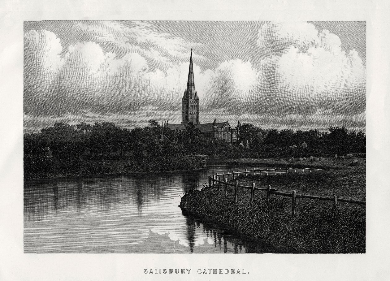 Katedra w Salisbury, Wiltshire, Anglia, XIX wiek autorstwa Unbekannt