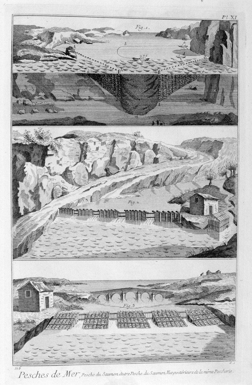 Połów łososia, 1751-1777 autorstwa Unbekannt