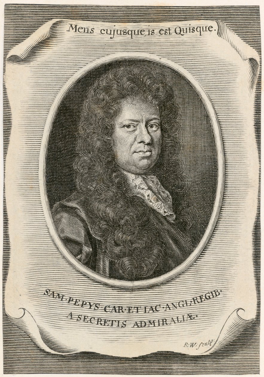 Samuel Pepys, angielski urzędnik ds. Aktów w Zarządzie Marynarki Wojennej i pamiętnikarz, 1666. autorstwa Unbekannt