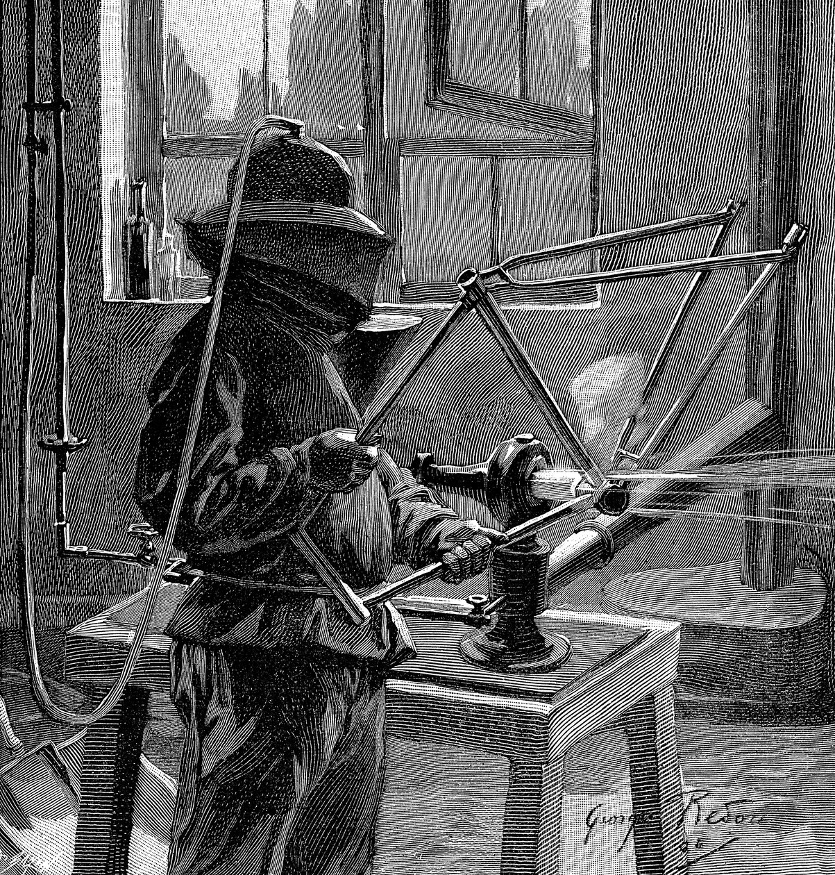 Piaskowanie przegubów ramy rowerowej, Francja, 1896 autorstwa Unbekannt