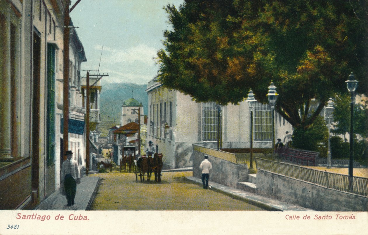 Santiago de Cuba - ulica Santo Tomas, c1910 autorstwa Unbekannt