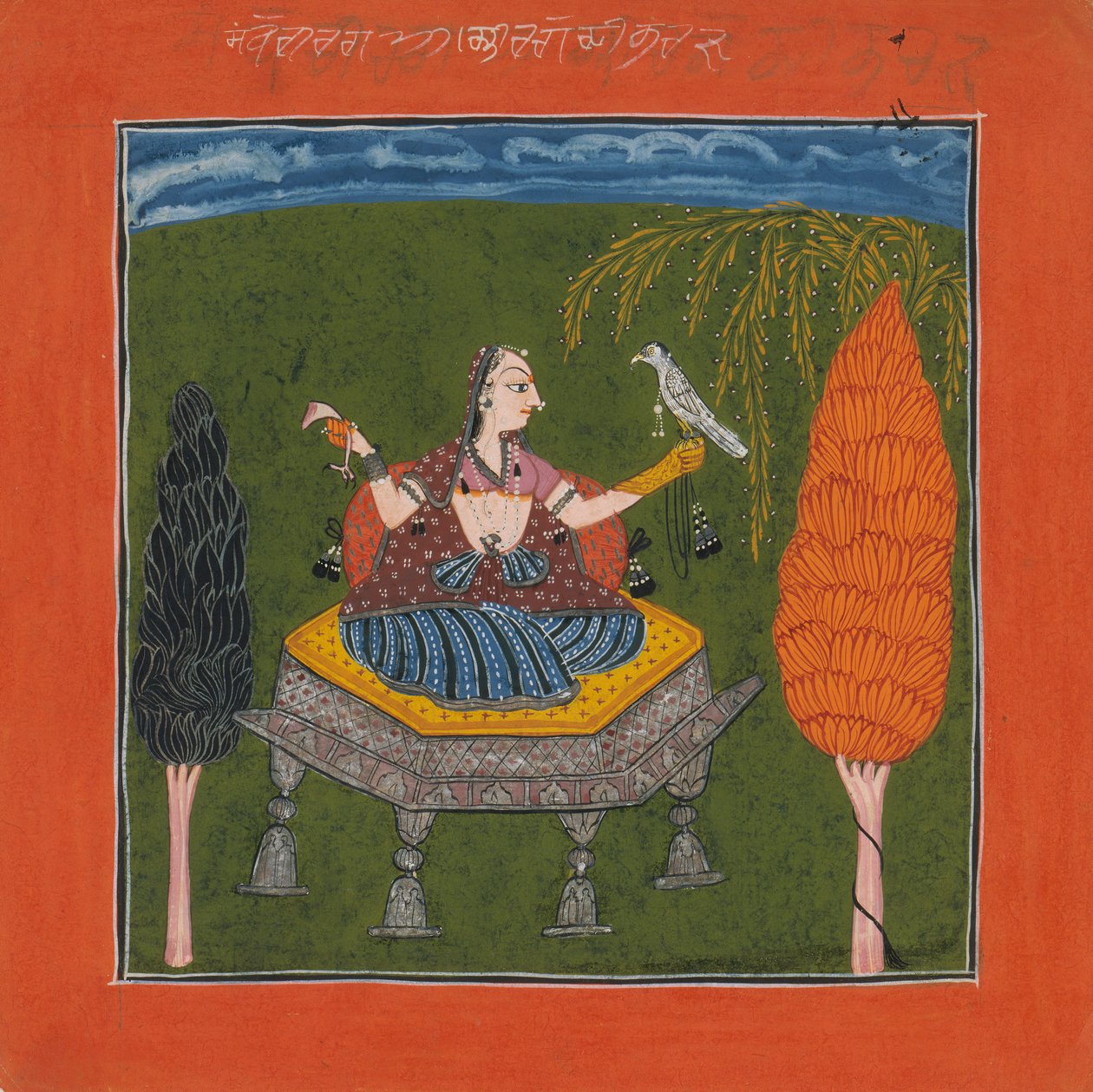 Sanvari Ragini, Strona z girlandy trybów muzycznych z serii Ragamala, ca. 1700-1710. autorstwa Unbekannt