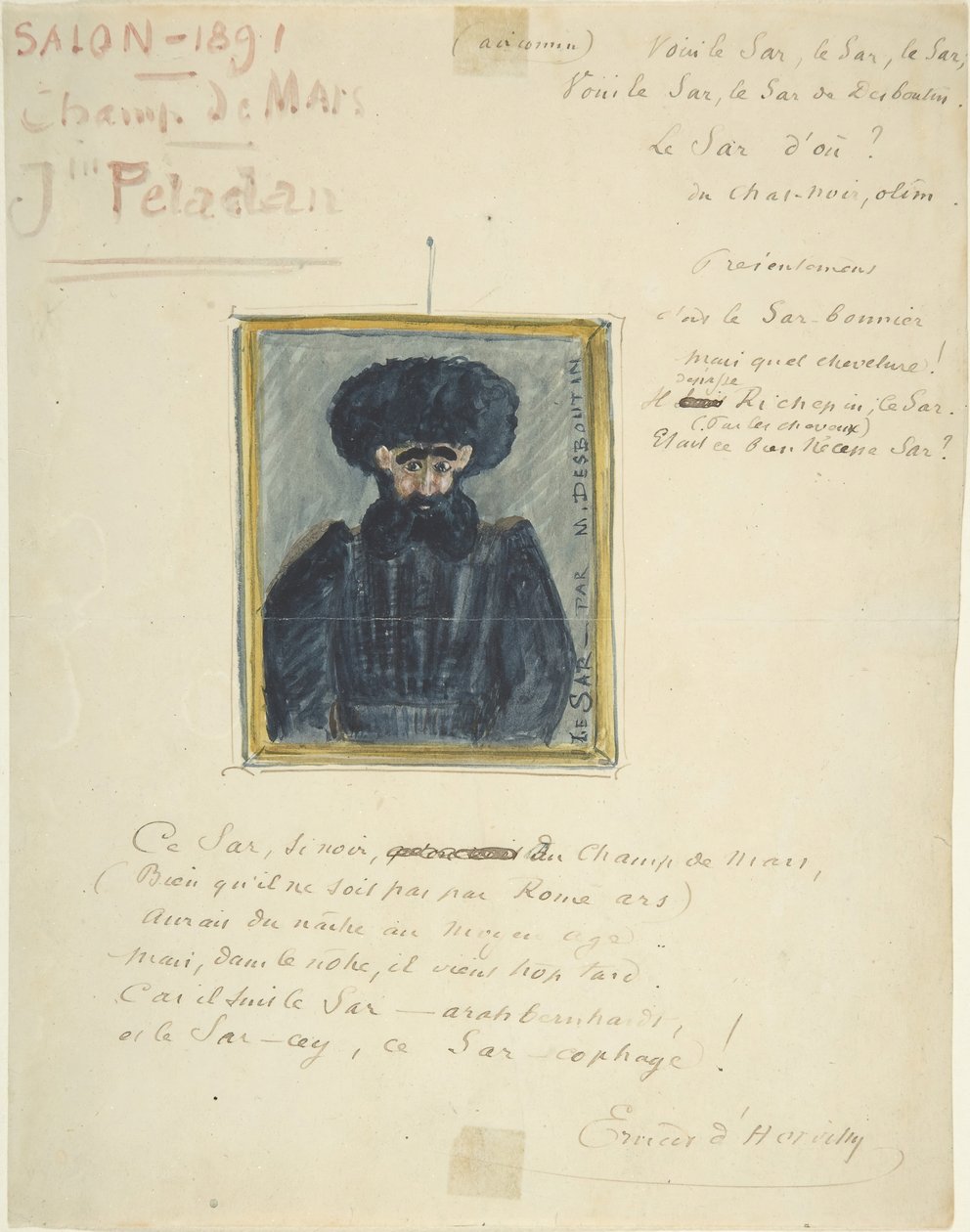 Rysunek satyryczny Sâr Josephin Peladan, 1891. autorstwa Unbekannt
