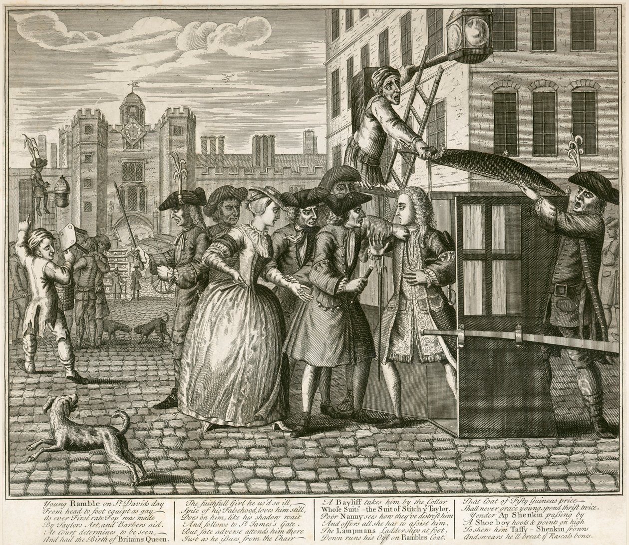 Rycina satyryczna przedstawiająca Pałac św. Jakuba, Londyn, 1740 autorstwa Unbekannt