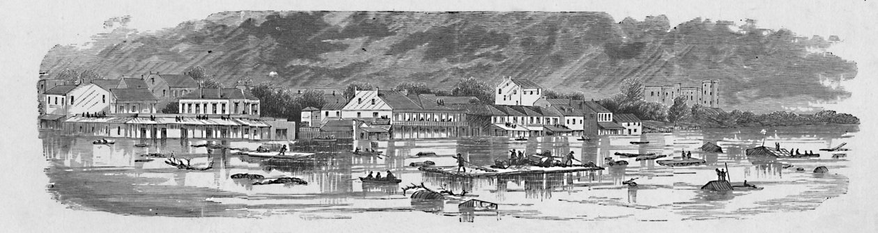 Scena w Baton Rouge podczas powodzi 1874, 1883 autorstwa Unbekannt