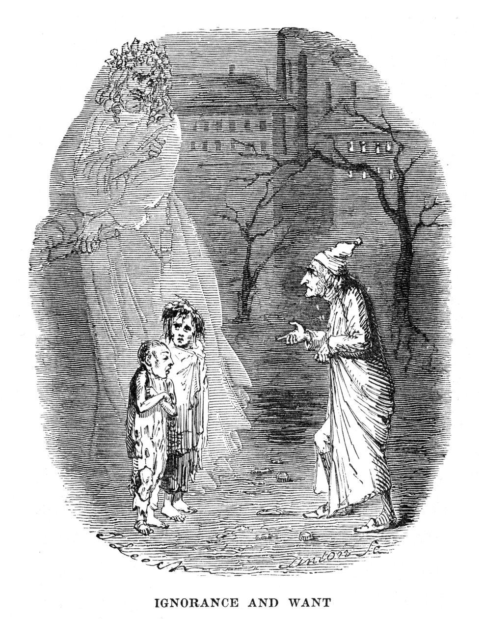 Scena z Opowieści wigilijnej Charlesa Dickensa, 1843 autorstwa Unbekannt