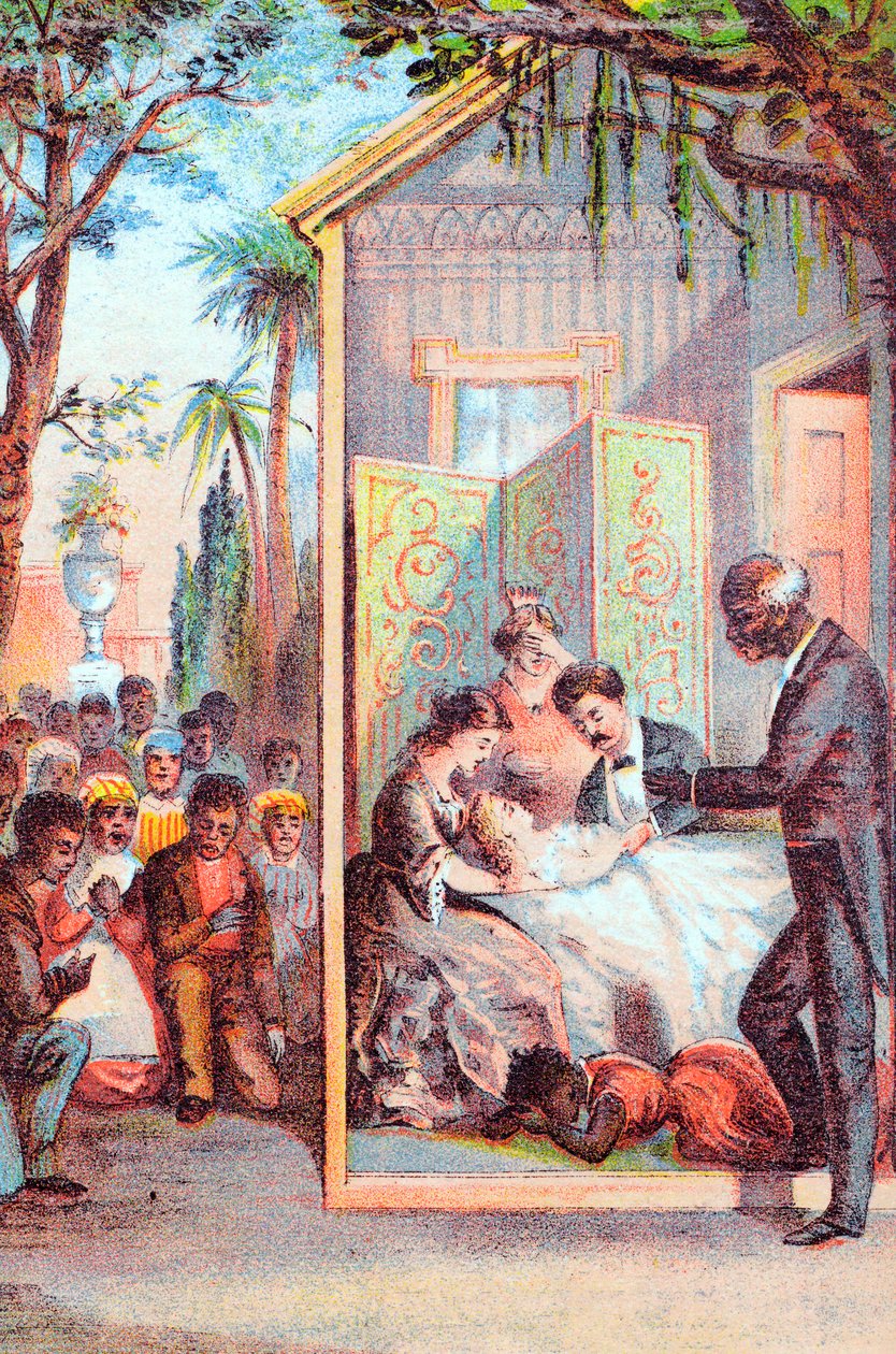Scena z Harriet Beecher Stowes Chata wuja Tomsa, ok. 1870 r. autorstwa Unbekannt