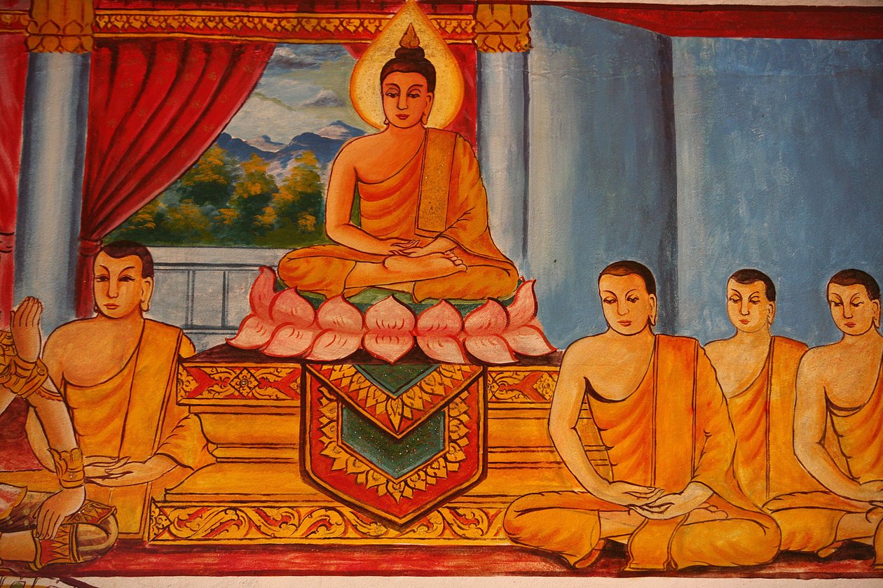 Scena z życia Buddy Vientiane Laos autorstwa Unbekannt