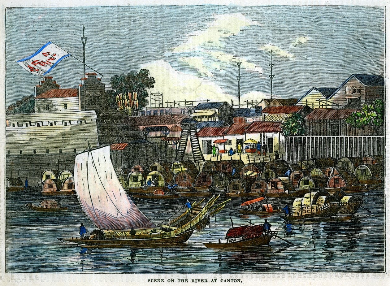 Scena na rzece w Kantonie, Chiny, ok. 1840 r. autorstwa Unbekannt
