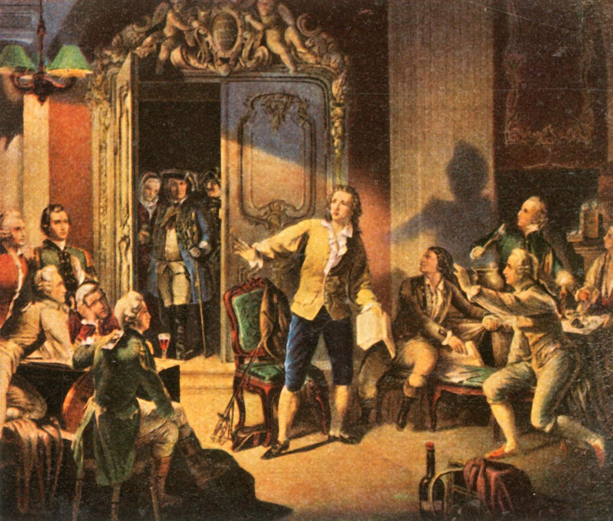 Schiller czyta swoją pierwszą sztukę, Die Räuber The Robbers, 1936. autorstwa Unbekannt