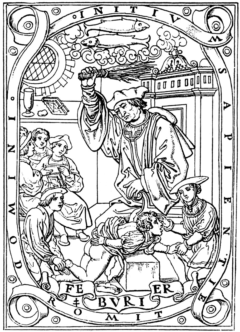 Uczeń mający wiedzę wbity w niego brzozą, 1526 autorstwa Unbekannt