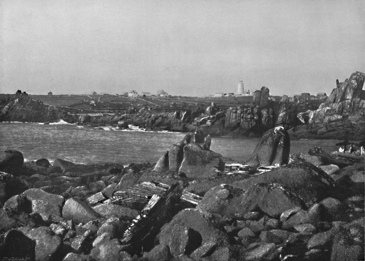 Wyspy Scilly – Zatoka i latarnia morska, St. Agnes, 1895 autorstwa Unbekannt