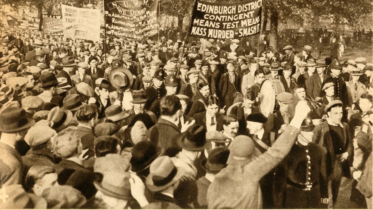Szkockie marsze, protesty Means Test, Hyde Park, Londyn, 1932, 1933. autorstwa Unbekannt