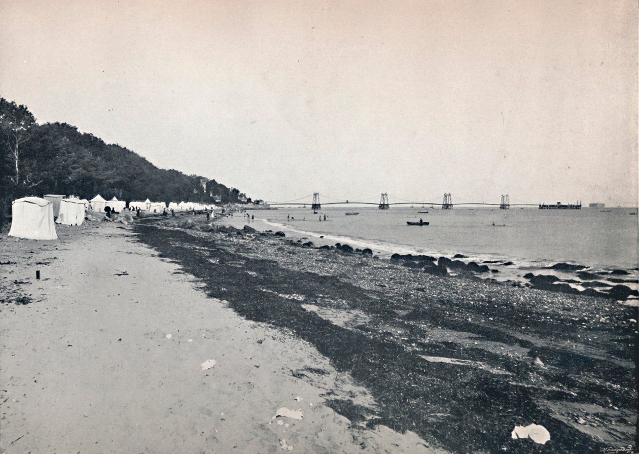 Widok na morze – plaża z kąpieliskiem i molo wiszące, 1895 autorstwa Unbekannt