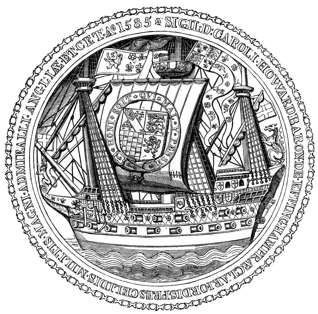 Pieczęć i autograf Lorda Admirała Karola, Lorda Howarda z Nottingham, 1585 autorstwa Unbekannt